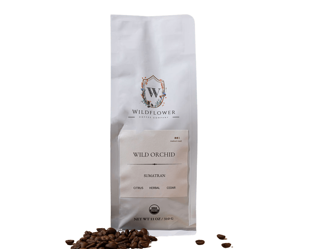 Wildflower Wild Orchid Sumatran single origin coffee — wet-hulled Aceh region, mold-free certified