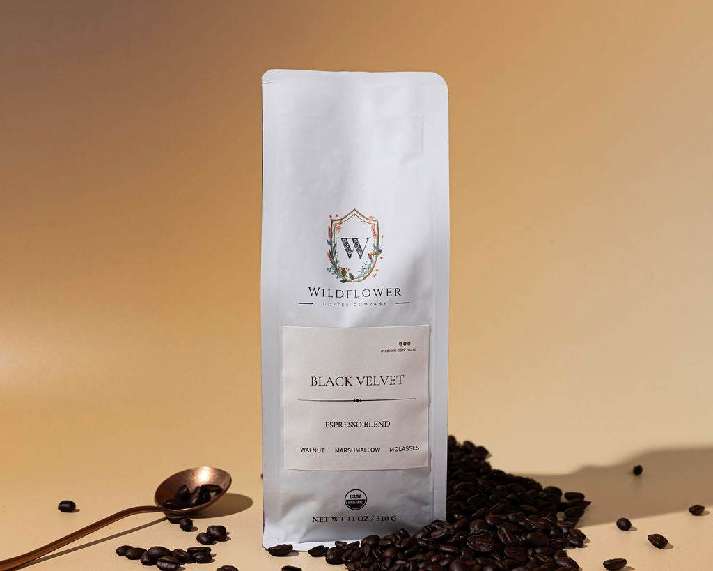 Black Velvet USDA organic espresso blend - direct-trade beans from three continents