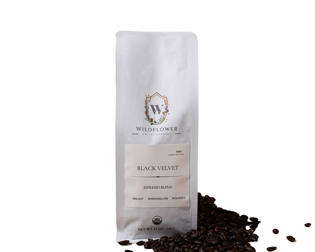 Black Velvet specialty espresso blend - organic multi-origin coffee from Africa and Americas