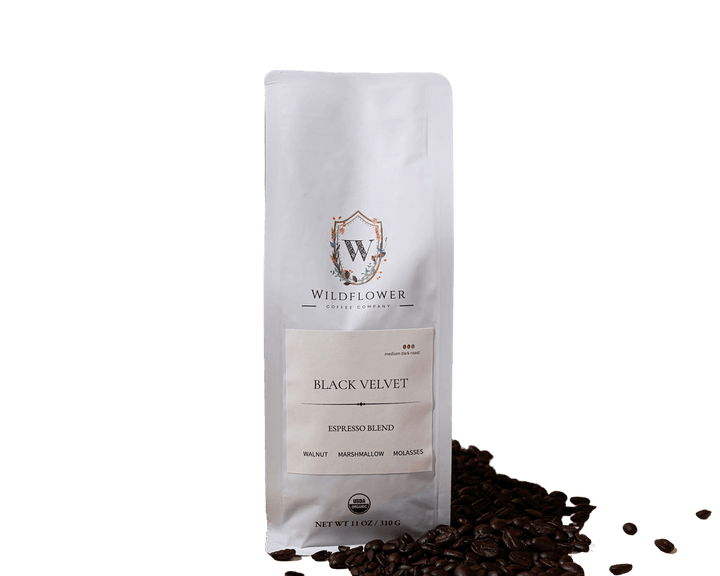 Black Velvet specialty espresso blend - organic multi-origin coffee from Africa and Americas