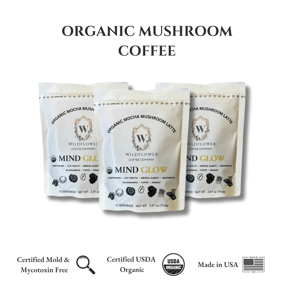 Mind Glow functional mushroom coffee - Lion's Mane, Reishi, Cordyceps adaptogenic blend - mushroom coffee subscription
